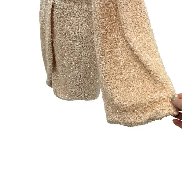 Michael Costello x Revolve Valerie Dress Mini Long Sleeve Sequin Ivory Medium - Picture 6 of 15